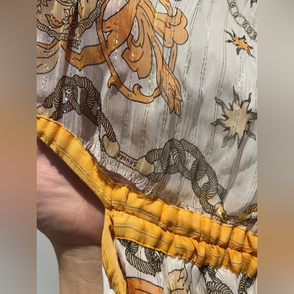 Sandro Valldemossa Metallic Scarf Print Maxi Dress 40 NWT - Picture 8 of 8